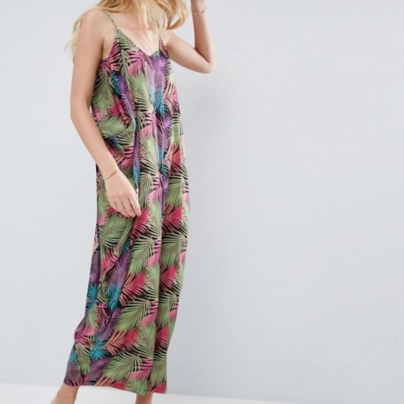 ASOS Drape Hareem Maxi Dress in Palm Print